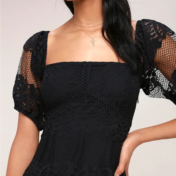 Free People Be Your Baby Lace Mini Dress in black Size M - Picture 3 of 9